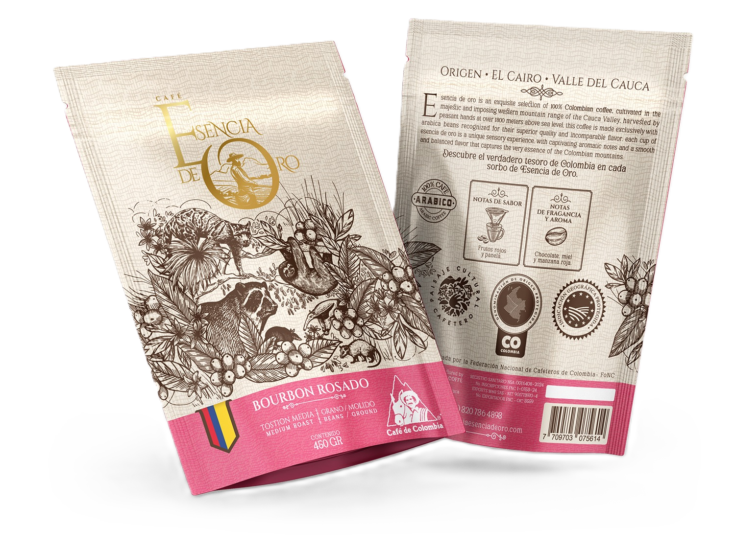 Esencia de Oro Coffee – Pink Bourbon (Medium Roast) 450 g | Whole Bean or Ground